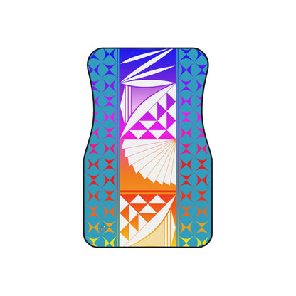 Rainbow Sunrise on Turquoise Car Mats (Set of 4)