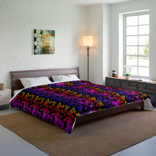 Native Butterflies on Black Comforter