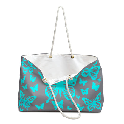 Turquoise Butterfly Burst Weekender Bag