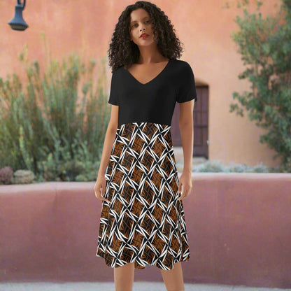 Sacred Winds in Rust - Black Top Summer Dress