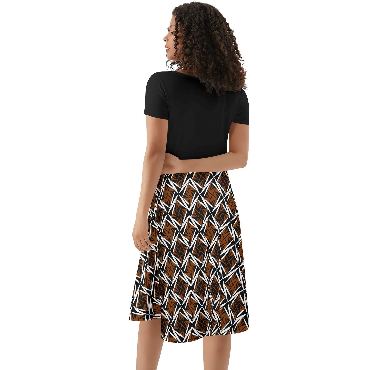 Sacred Winds in Rust - Black Top Summer Dress