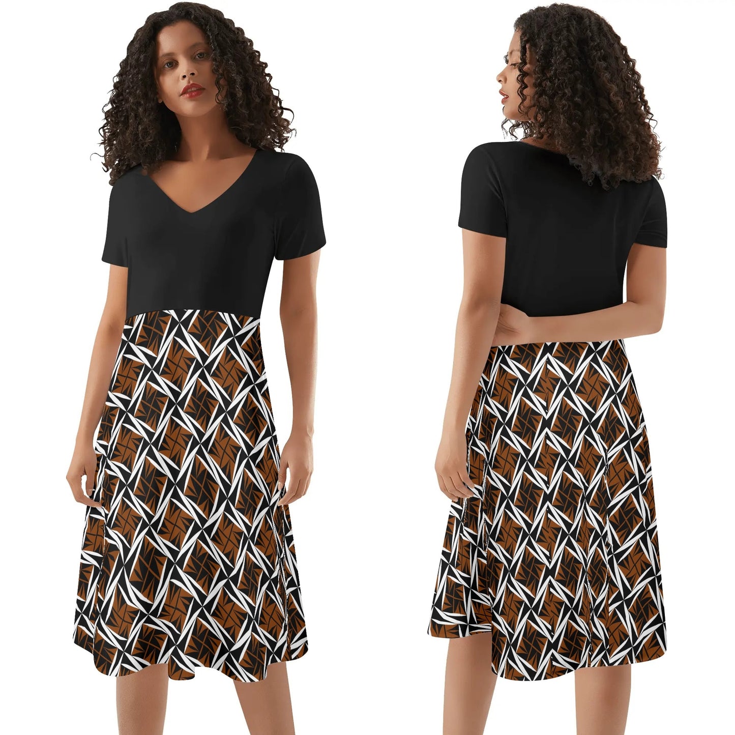 Sacred Winds in Rust - Black Top Summer Dress