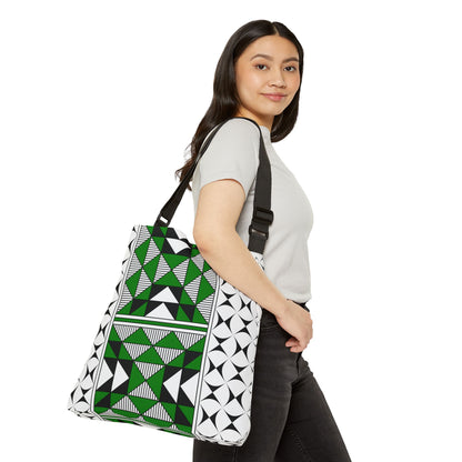 Green Native Sacred Mountains Adjustable Tote Bag
