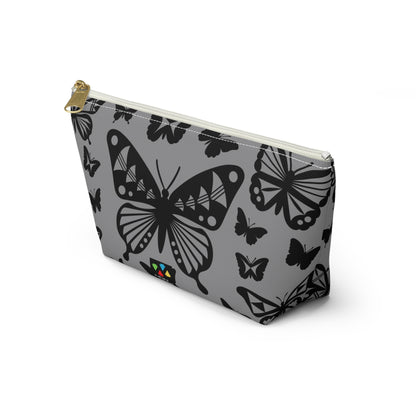 Black Butterflies on Gray Pouch w T-bottom