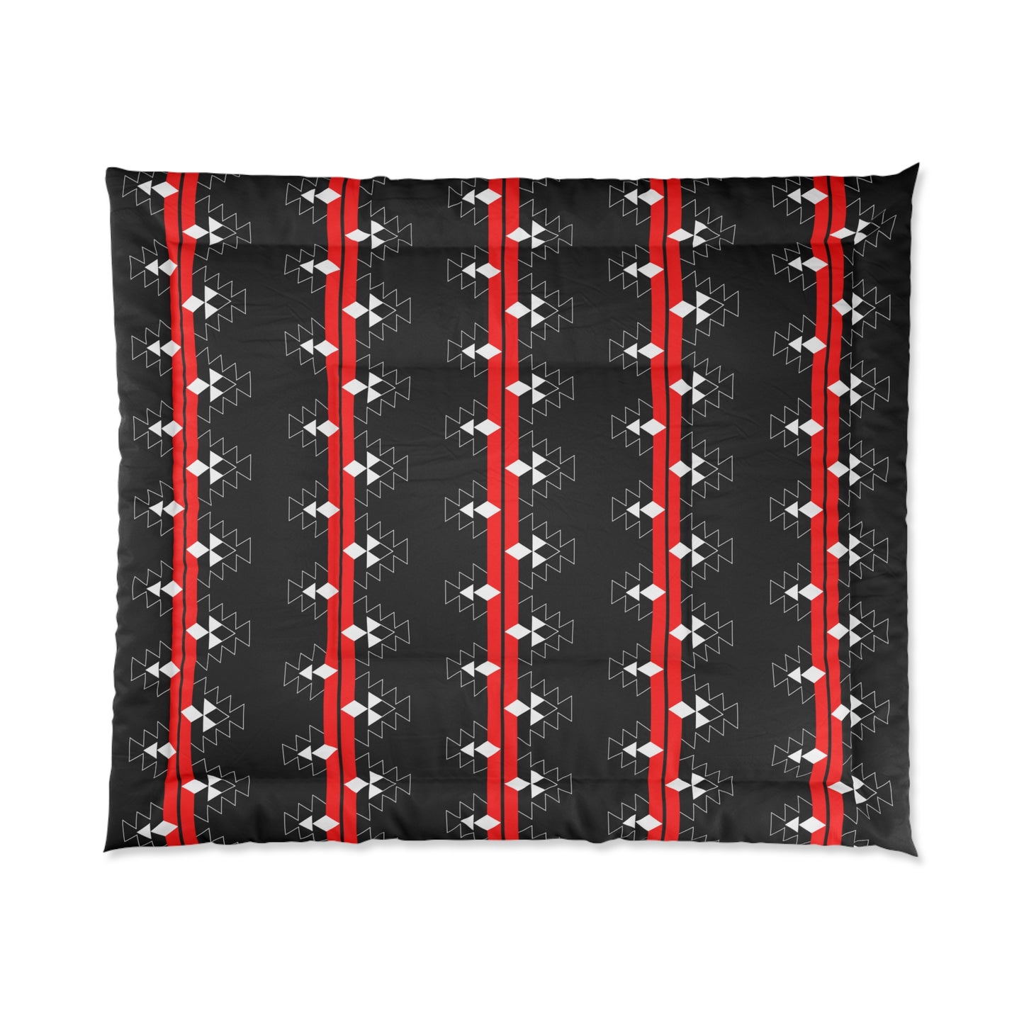 Native Woven Stories on Black Comforter
