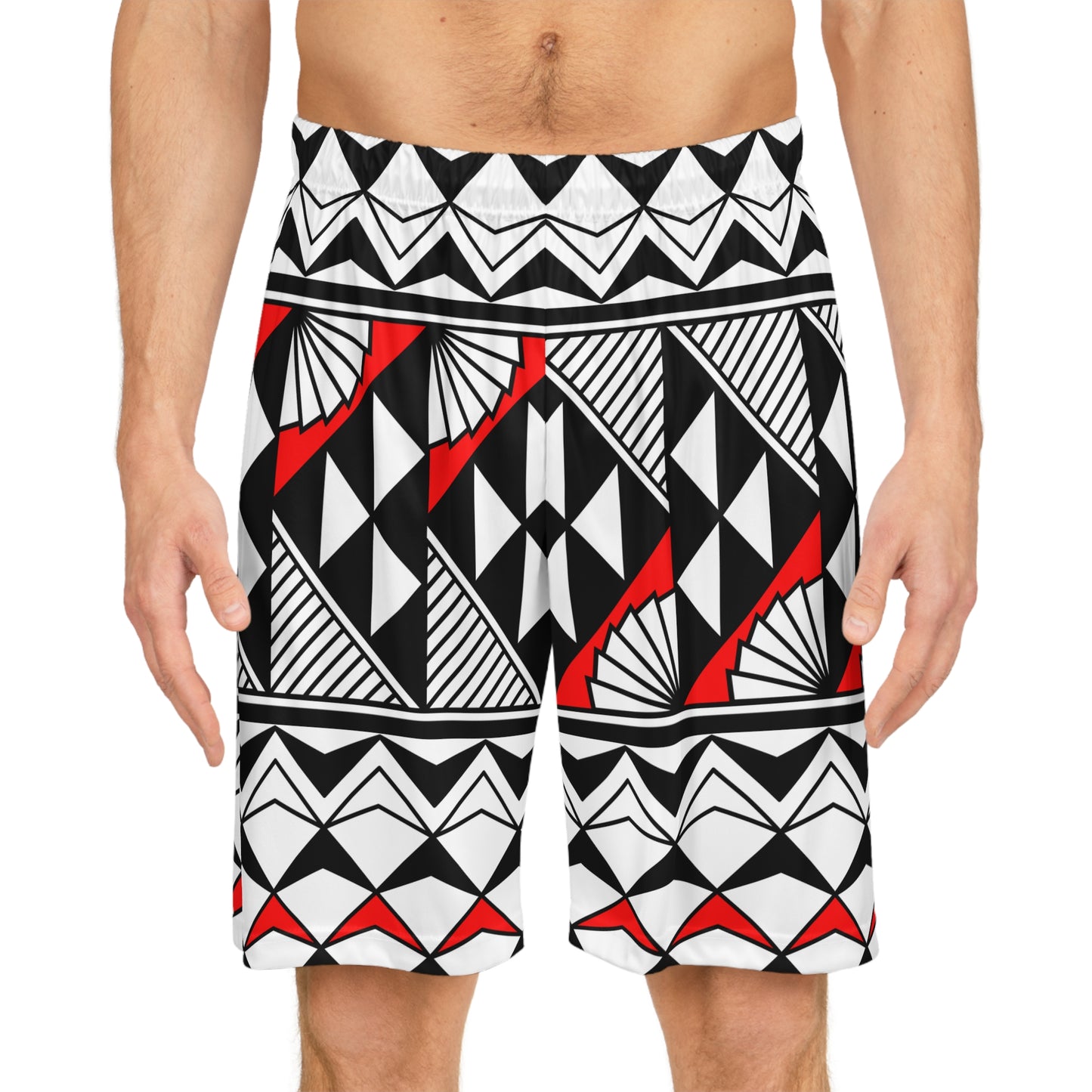 Sun and Rain in Red Basketball Shorts