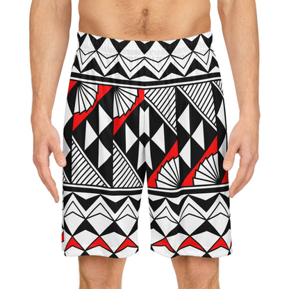 Sun and Rain in Red Basketball Shorts