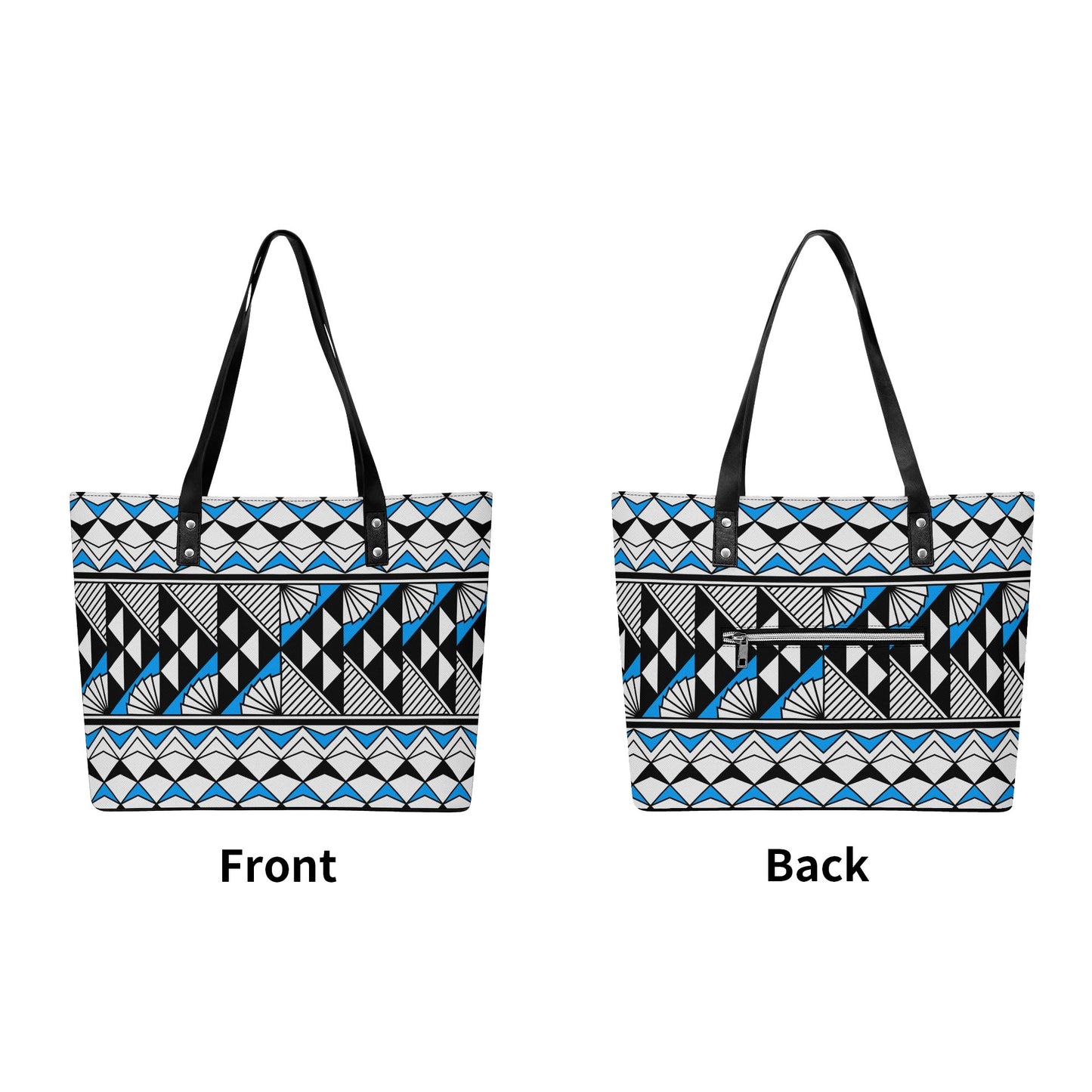 Sun and Rain in Sky Blue Faux Leather Weekend Tote