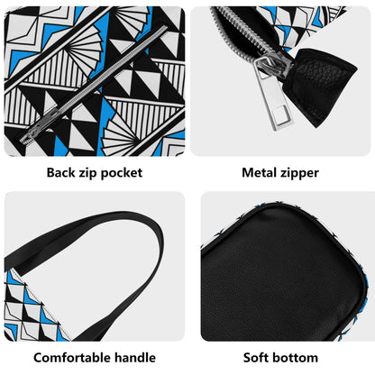 Sun and Rain in Sky Blue Faux Leather Weekend Tote