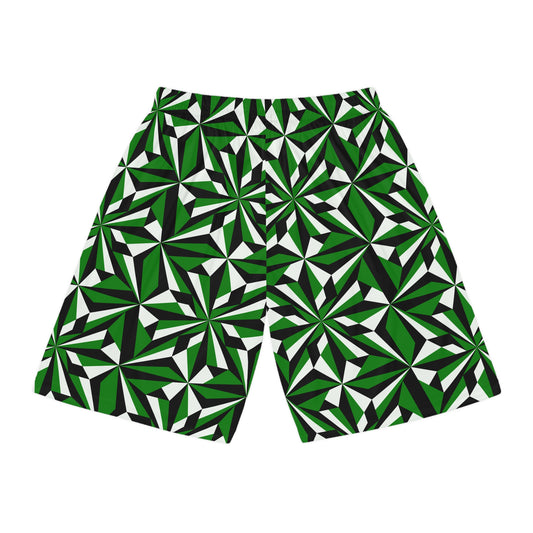 Desert Flowers in Green Basketball Shorts