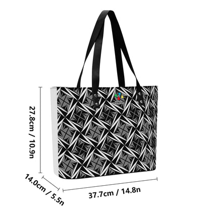 Sacred Winds in Gray Faux Leather Tote