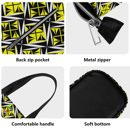 Sacred Winds in Yellow Faux Leather Tote