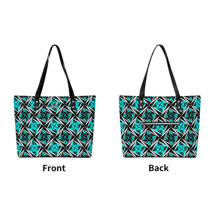 Sacred Winds in Turquoise Faux Leather Tote