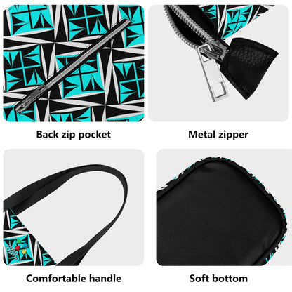 Sacred Winds in Turquoise Faux Leather Tote