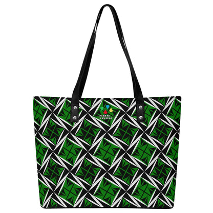 Sacred Winds in Green Faux Leather Tote