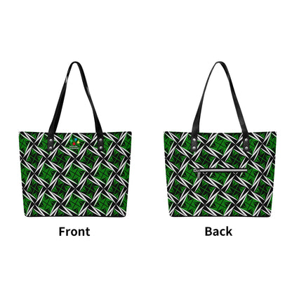 Sacred Winds in Green Faux Leather Tote