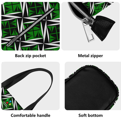 Sacred Winds in Green Faux Leather Tote