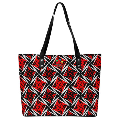 Sacred Winds in Red Faux Leather Tote
