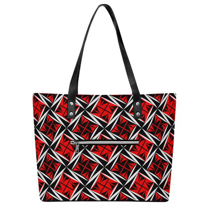 Sacred Winds in Red Faux Leather Tote