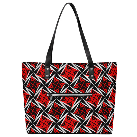 Sacred Winds in Red Faux Leather Tote