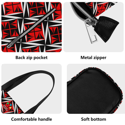 Sacred Winds in Red Faux Leather Tote