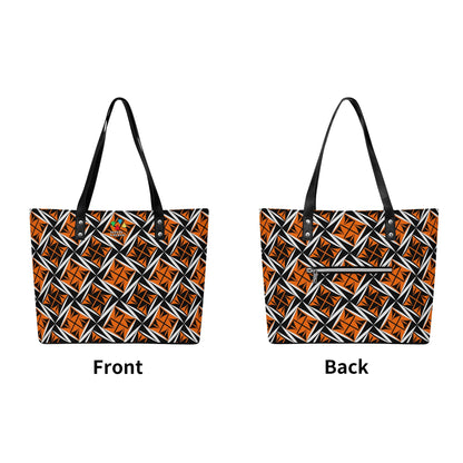 Sacred Winds in Orange Faux Leather Tote
