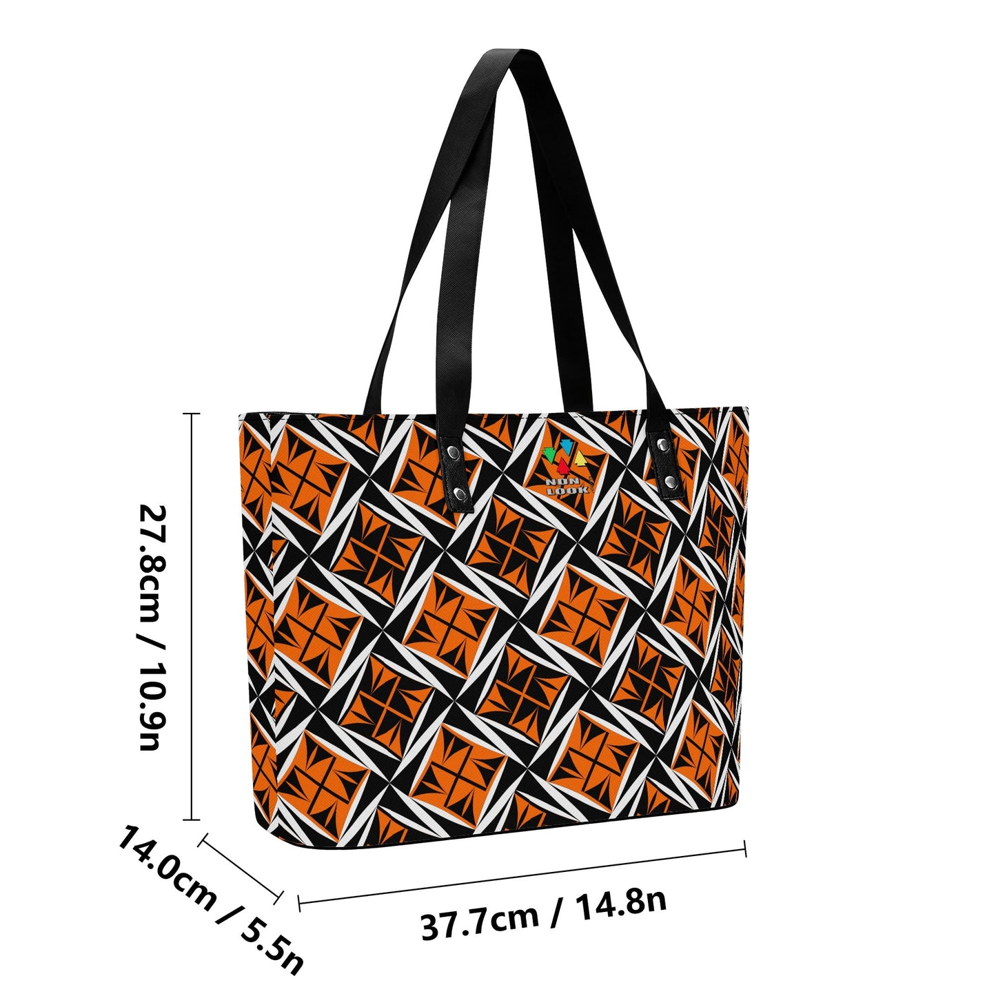 Sacred Winds in Orange Faux Leather Tote