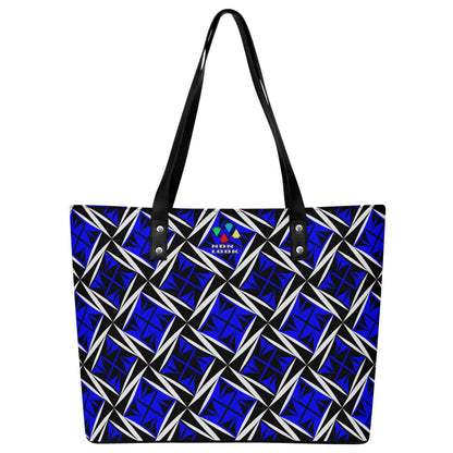 Sacred Winds in Blue Faux Leather Tote