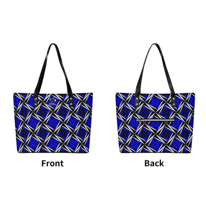Sacred Winds in Blue Faux Leather Tote