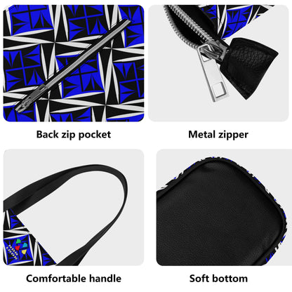 Sacred Winds in Blue Faux Leather Tote