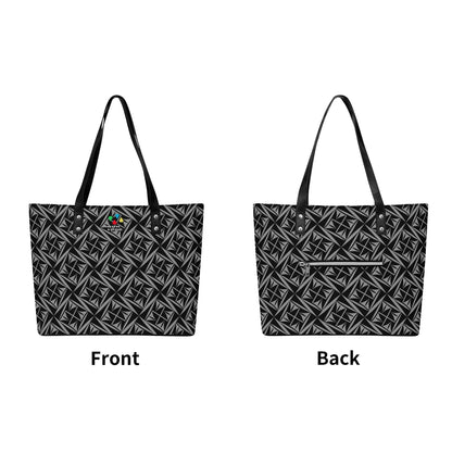 Sacred Winds in Charcoal Faux Leather Tote