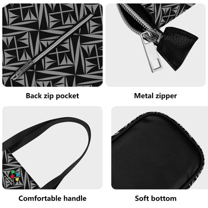 Sacred Winds in Charcoal Faux Leather Tote