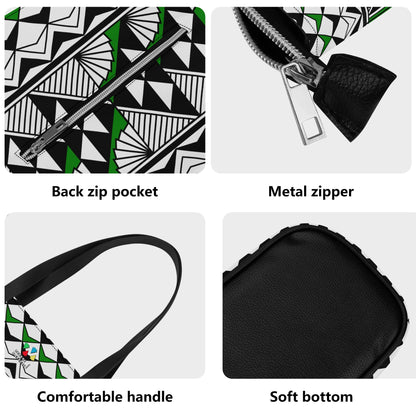 Sun and Rain in Green Faux Leather Tote