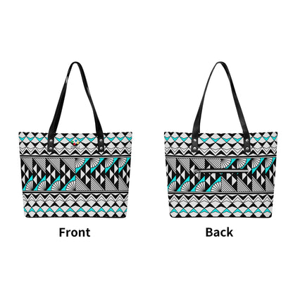 Sun and Rain in Turquoise Faux Leather Tote