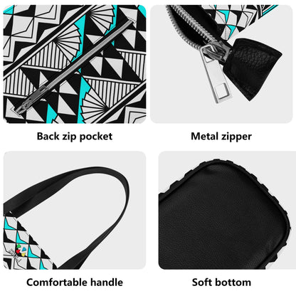 Sun and Rain in Turquoise Faux Leather Tote