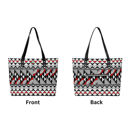 Sun and Rain in Red Faux Leather Tote