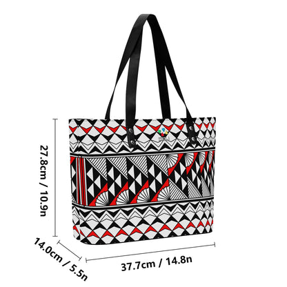 Sun and Rain in Red Faux Leather Tote