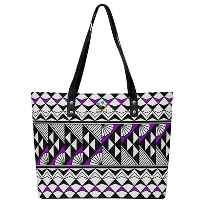 Sun and Rain in Purple Faux Leather Tote