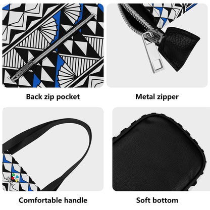 Sun and Rain in Blue Faux Leather Tote