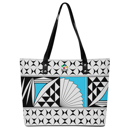 Southwest Sunrise in Turquoise Faux Leather Tote