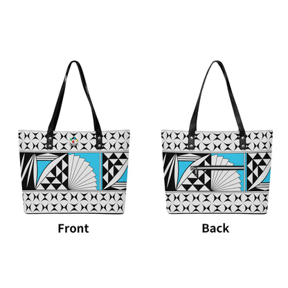 Southwest Sunrise in Turquoise Faux Leather Tote