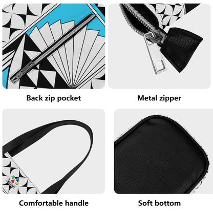 Southwest Sunrise in Turquoise Faux Leather Tote