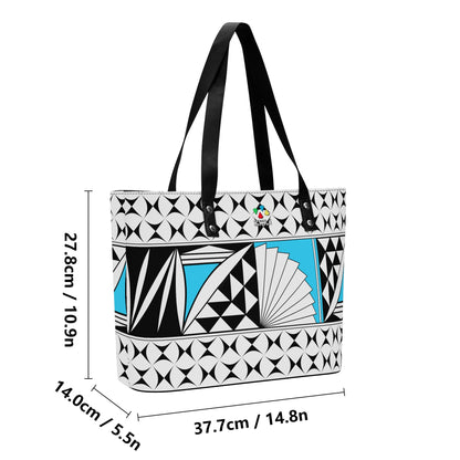 Southwest Sunrise in Turquoise Faux Leather Tote