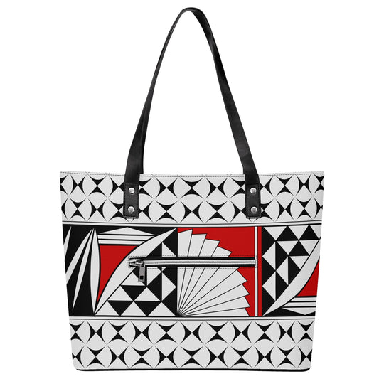 Southwest Sunrise in Orange Faux Leather Tote