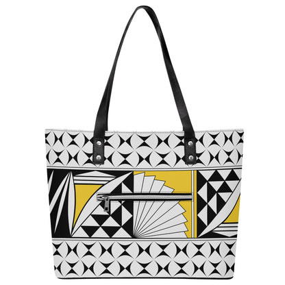 Southwest Sunrise in Yellow Faux Leather Tote