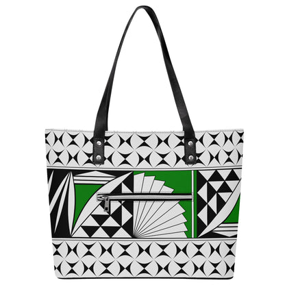 Southwest Sunrise in Green Faux Leather Tote
