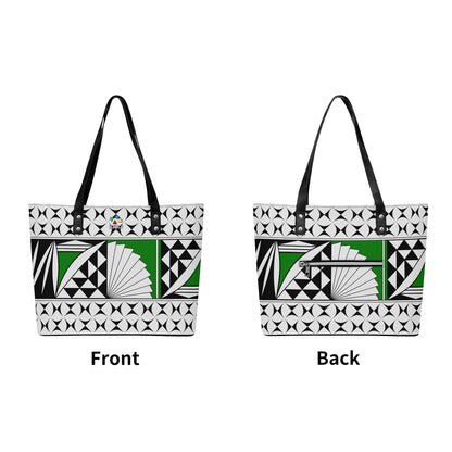 Southwest Sunrise in Green Faux Leather Tote