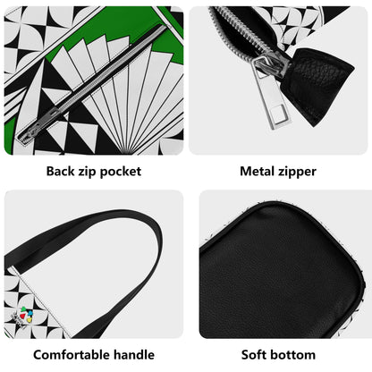 Southwest Sunrise in Green Faux Leather Tote