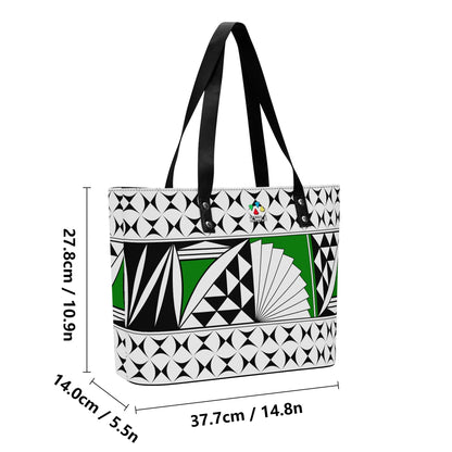 Southwest Sunrise in Green Faux Leather Tote