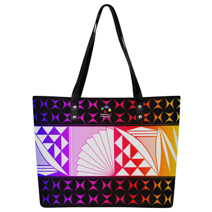 Rainbow Sunrise Faux Leather Tote